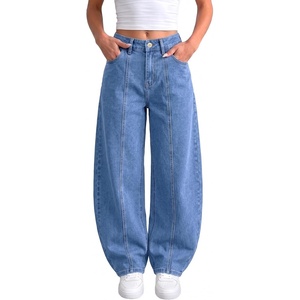 image:imageSIDEFEEL Jeans for Women Wide Leg Stretchy Barrel JeansLight Blue