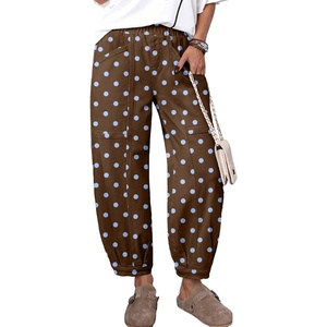 image:imageSidefeel High Waisted Barrel Jeans for Women TrendyBrown Blue Dots