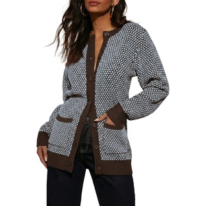 image:imageSidefeel Womens Button Down Plaid Cardigan Sweater Fall OutfitDark Brown