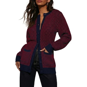 image:imageSidefeel Womens Button Down Plaid Cardigan Sweater Fall OutfitRed Dahlia
