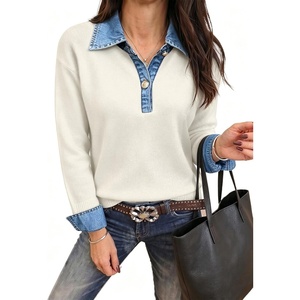 image:imageSidefeel Womens Collared Chunky Knit Pullover SweatersWhite