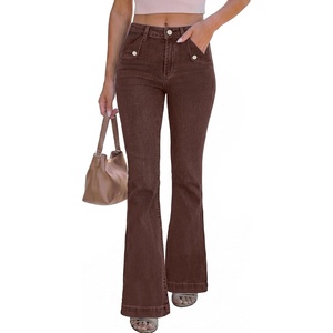 image:imageSidefeel Womens Flared Jeans High Waisted Denim PantsChicory Coffee