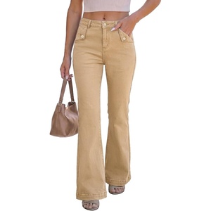 image:imageSidefeel Womens Flared Jeans High Waisted Denim PantsKhaki