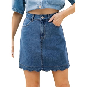 image:imageSidefeel Womens Jean Skirt High Waisted Denim SkirtDark Blue