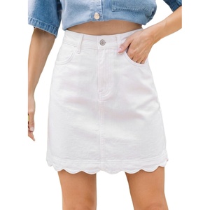 image:imageSidefeel Womens Jean Skirt High Waisted Denim SkirtWhite
