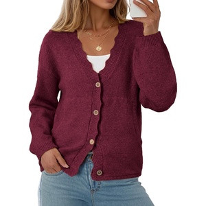 image:imageSidefeel Womens Oversized Fall Outfit Knit Cardigan SweatersBurgundy