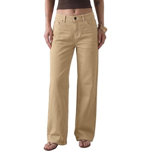 image:imageSidefeel Womens Wide Leg Jeans High Waisted Stretchy Jeans Denim PantsKhaki