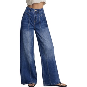 image:imageSidefeel Womens Wide Leg Stretchy Seamed Front JeansBluing